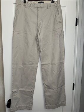 Banana Republic “Dawson” Light 100% Cotton Khaki Wide-Leg Chinos Sz 34x34
